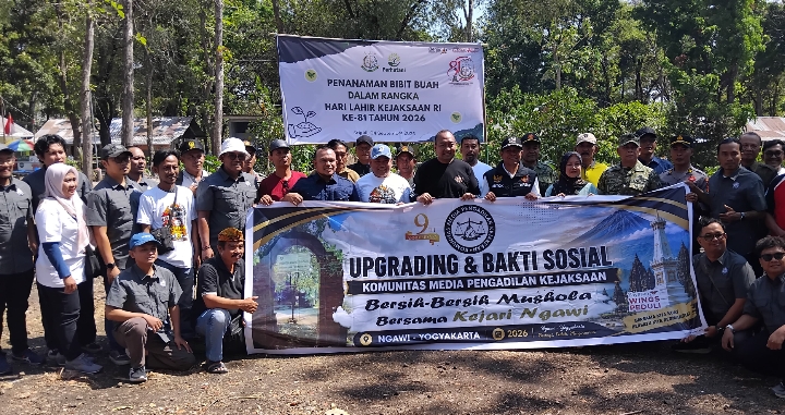 Harlah Kejaksaan ke-81, Kejari Ngawi Bersama KOMPAK Jatim Hijaukan Alas Srigati